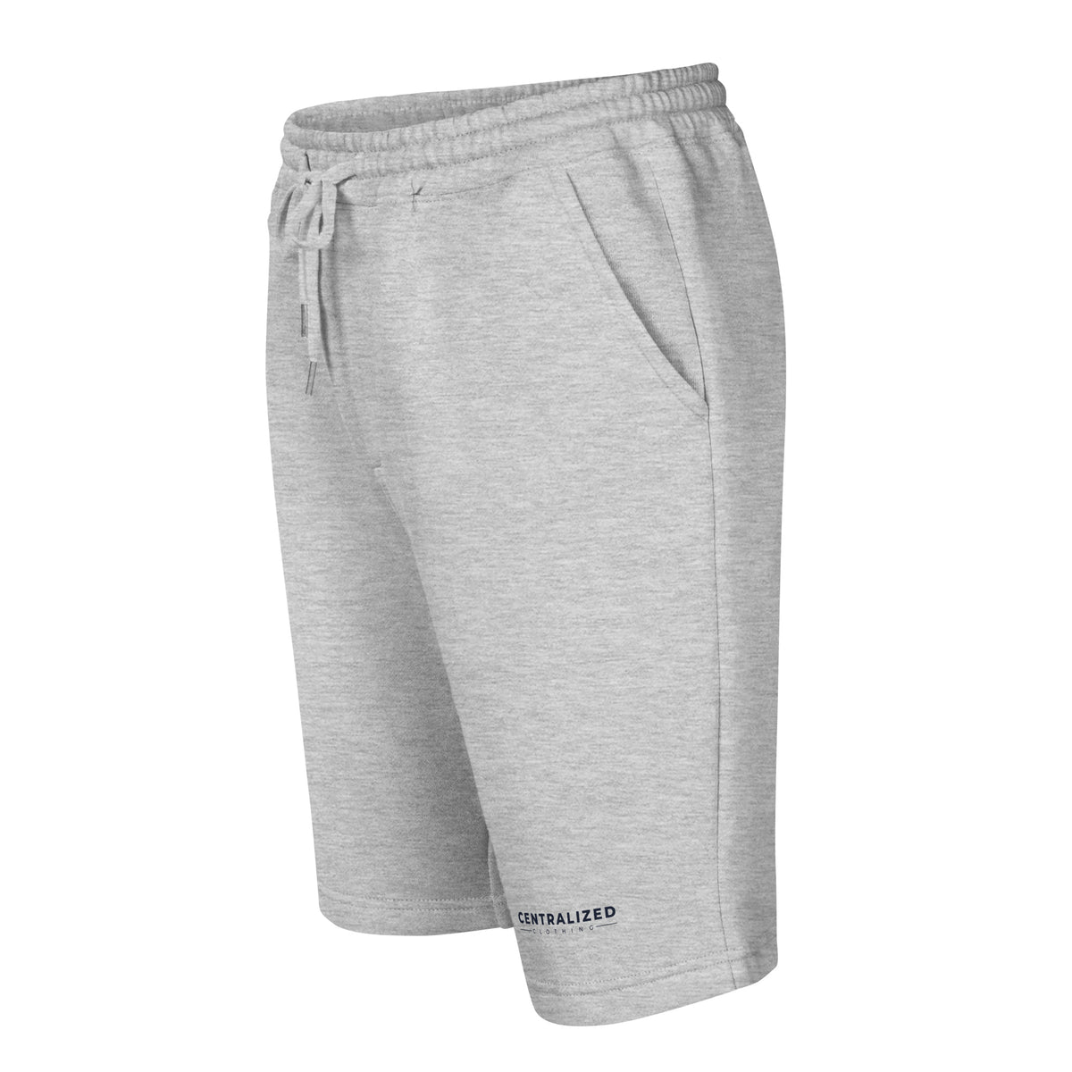 Centralized Logo Fleece Shorts - Grey & White by Centralized Clothing