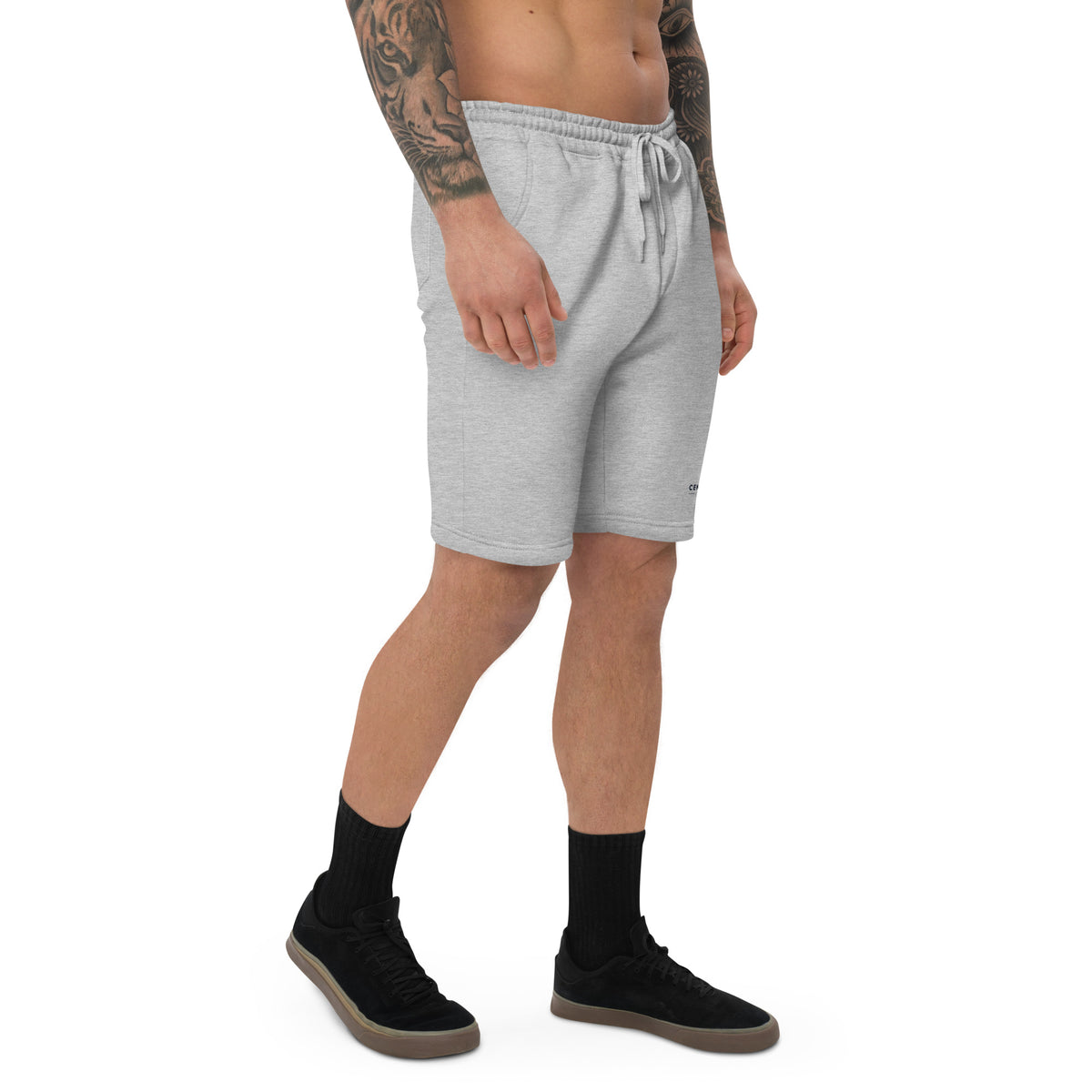 Centralized Logo Fleece Shorts - Grey & White by Centralized Clothing