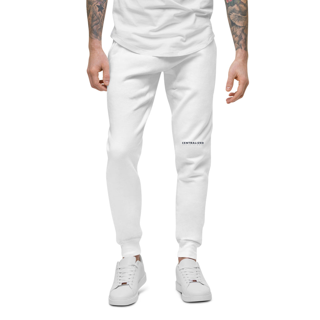 Centralized Logo Fleece Sweatpants - White by Centralized Clothing