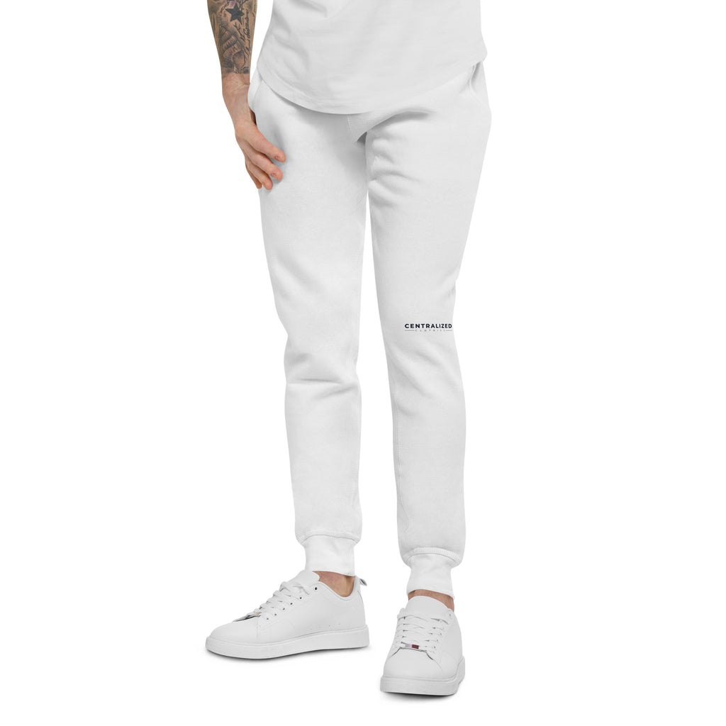 Centralized Logo Fleece Sweatpants - White by Centralized Clothing
