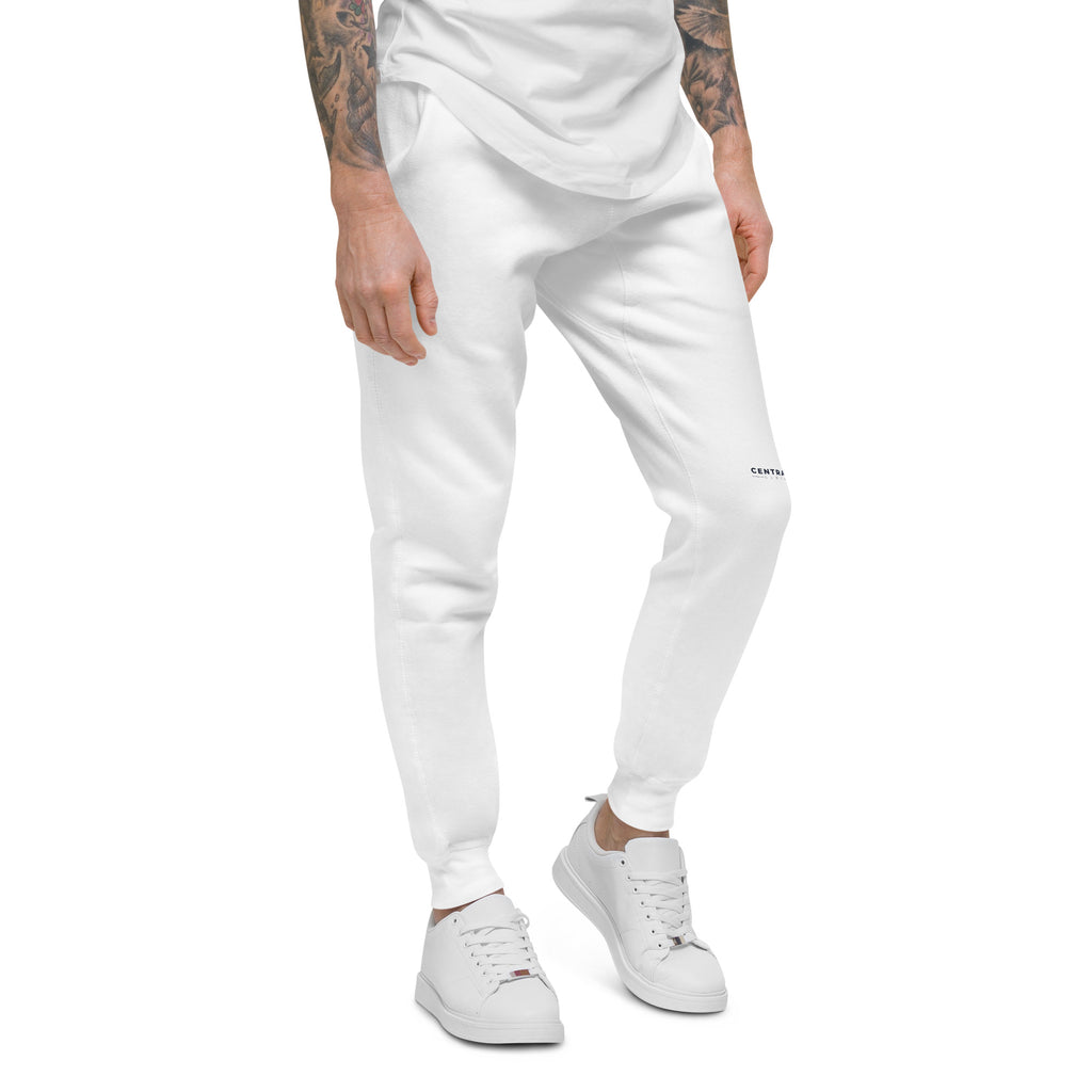 Centralized Logo Fleece Sweatpants - White by Centralized Clothing