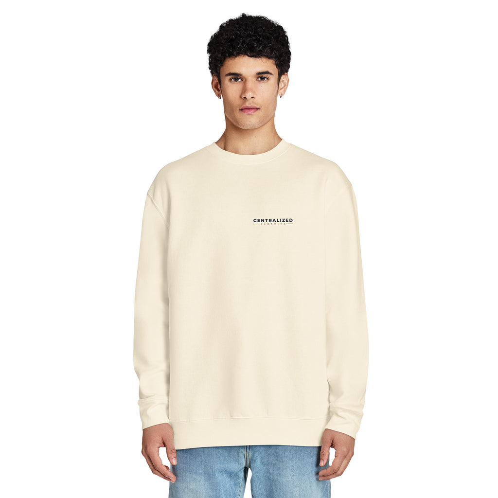 Centralized Logo Crewneck Sweatshirt - Cream & White by Centralized Clothing