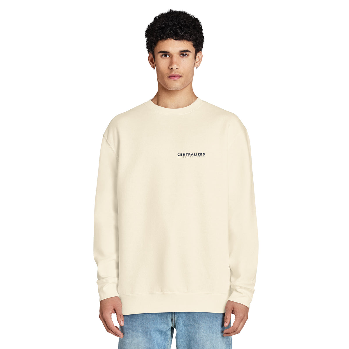 Centralized Logo Crewneck Sweatshirt - Cream & White by Centralized Clothing