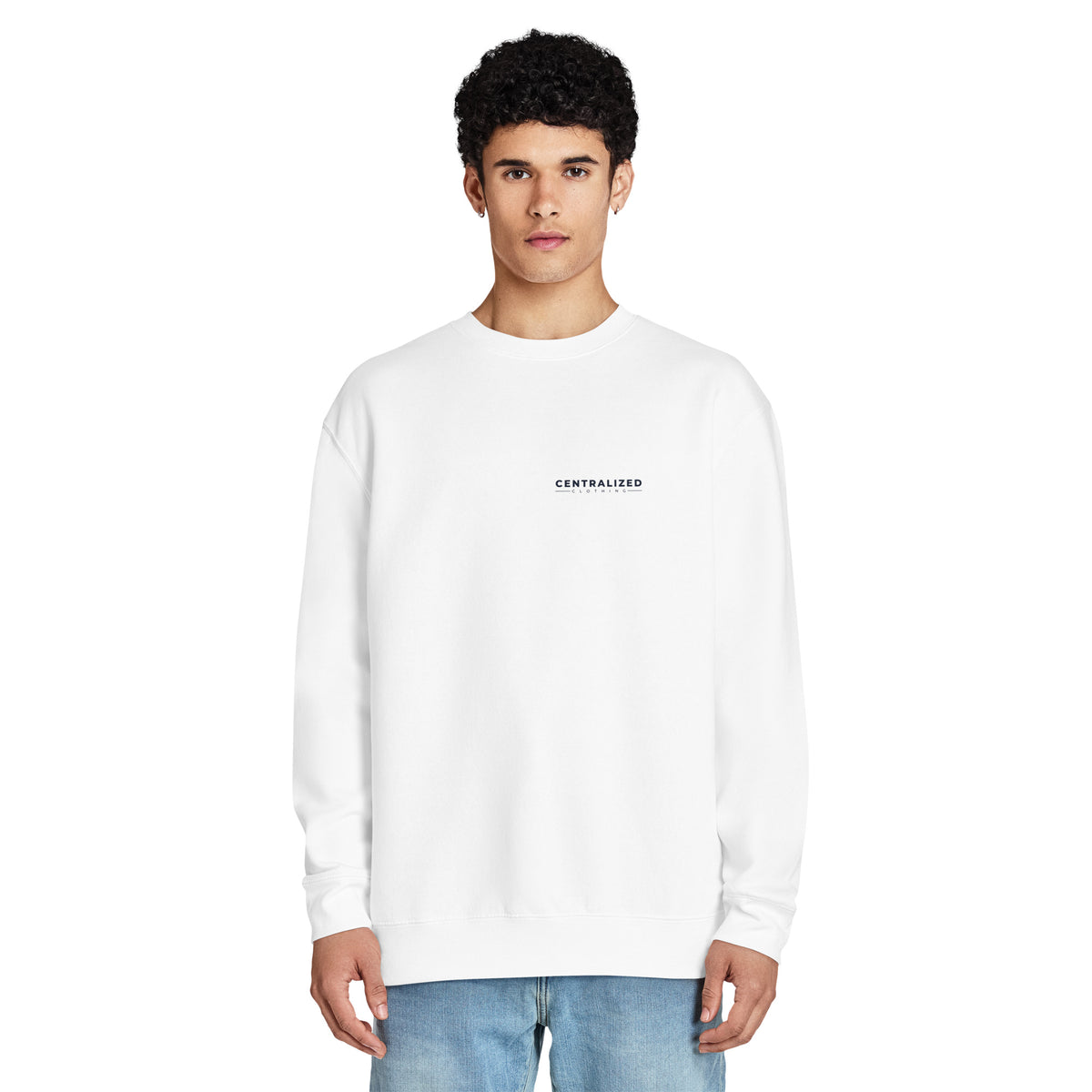 Centralized Logo Crewneck Sweatshirt - Cream & White by Centralized Clothing