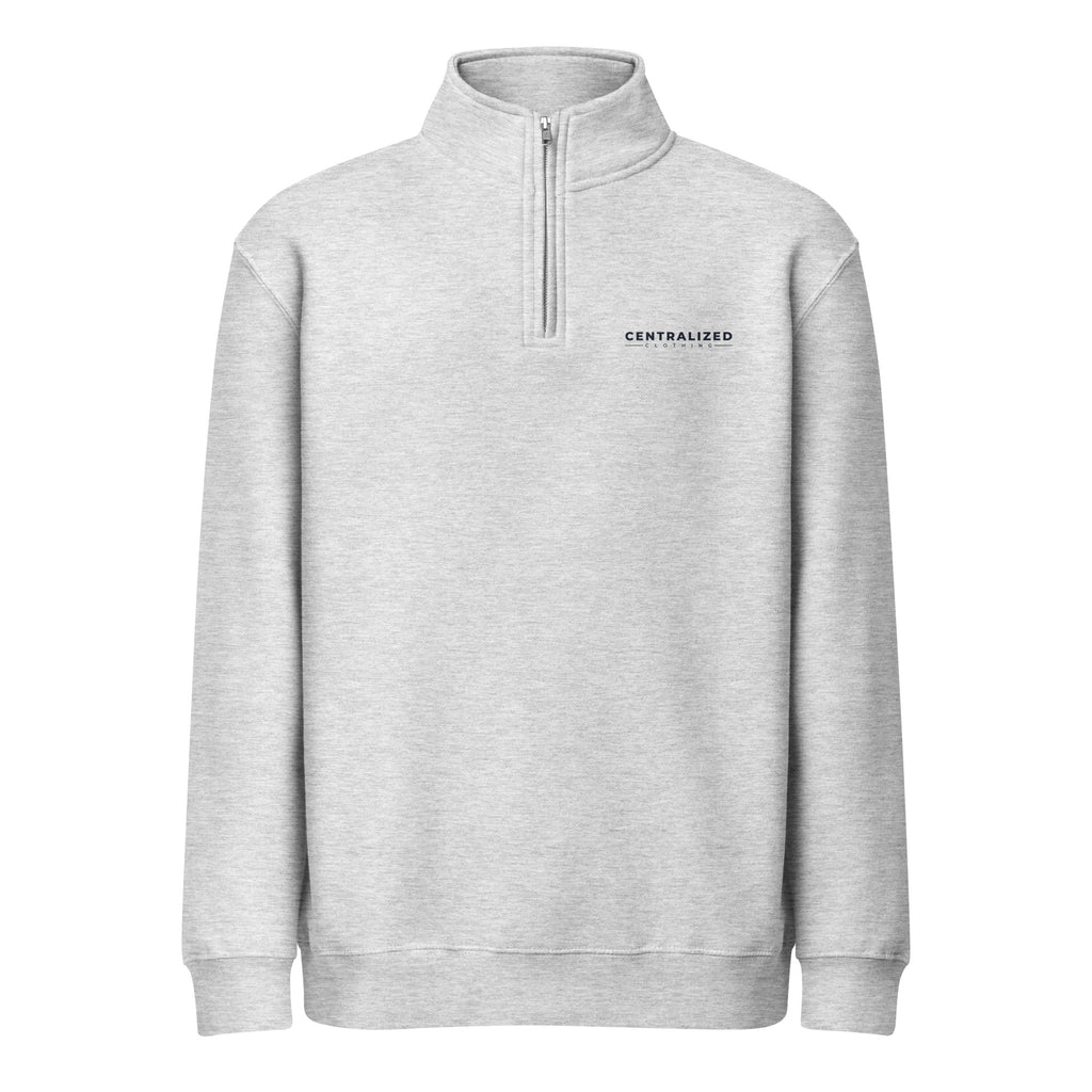 Centralized Logo Quarter-Zip Pullover - Grey & Cream by Centralized Clothing