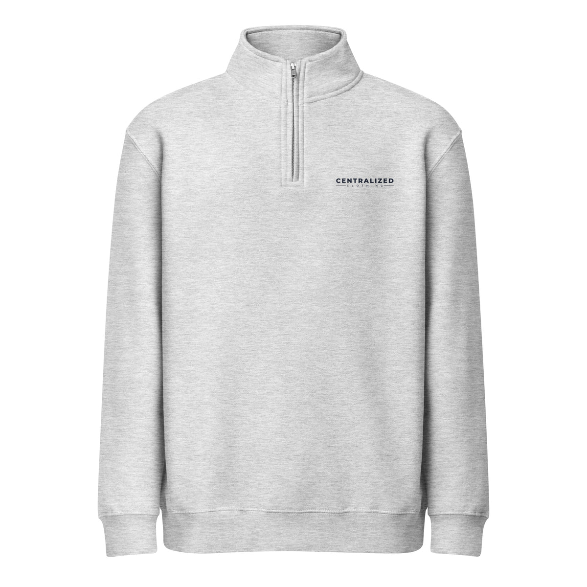 Centralized Logo Quarter-Zip Pullover - Grey & Cream by Centralized Clothing