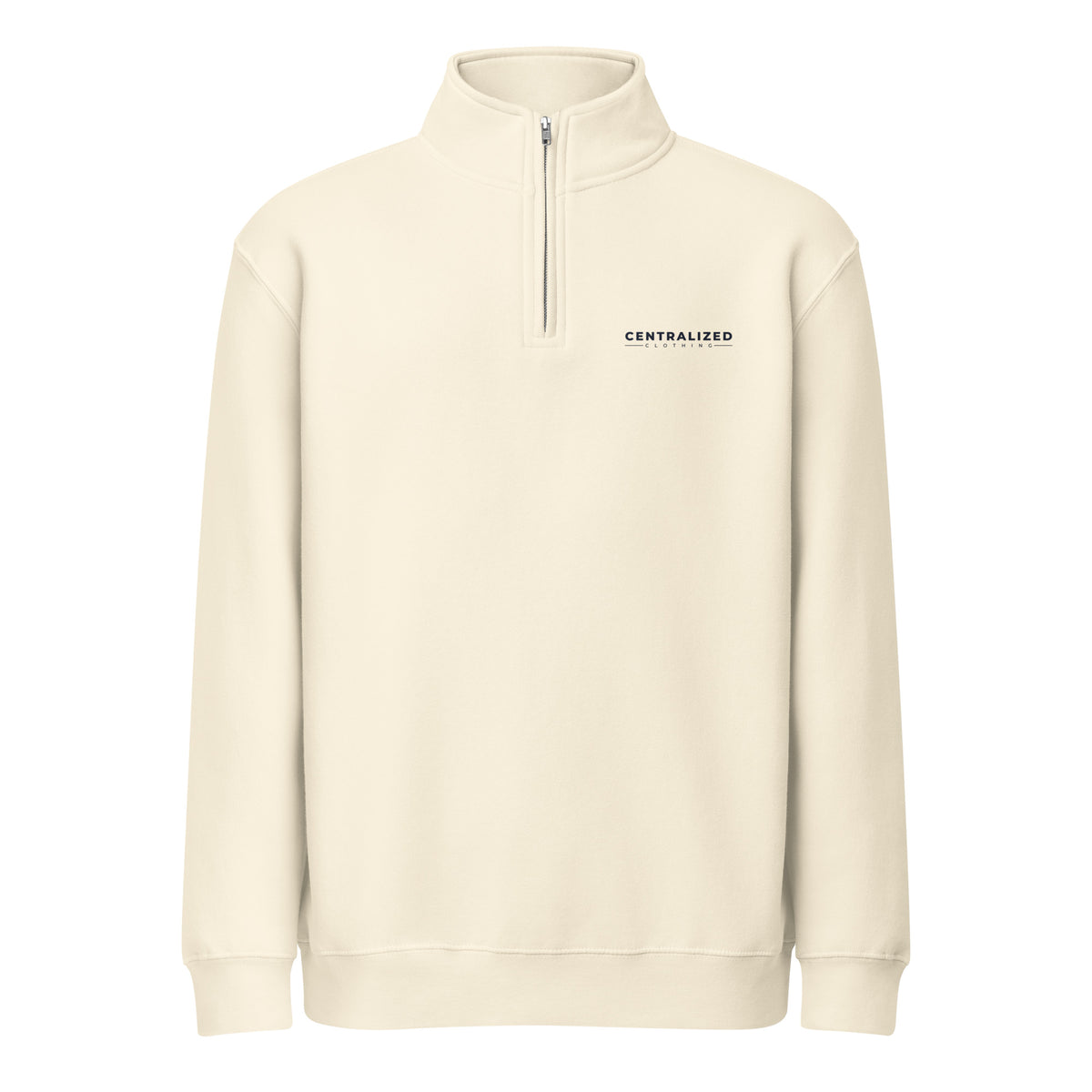 Centralized Logo Quarter-Zip Pullover - Grey & Cream by Centralized Clothing